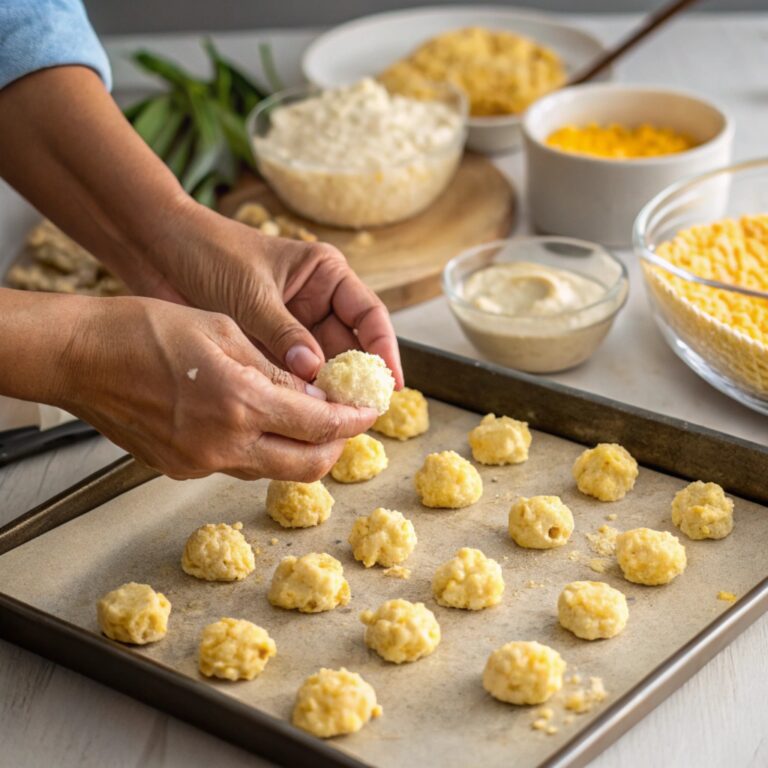 Preparing corn nuggets for frying