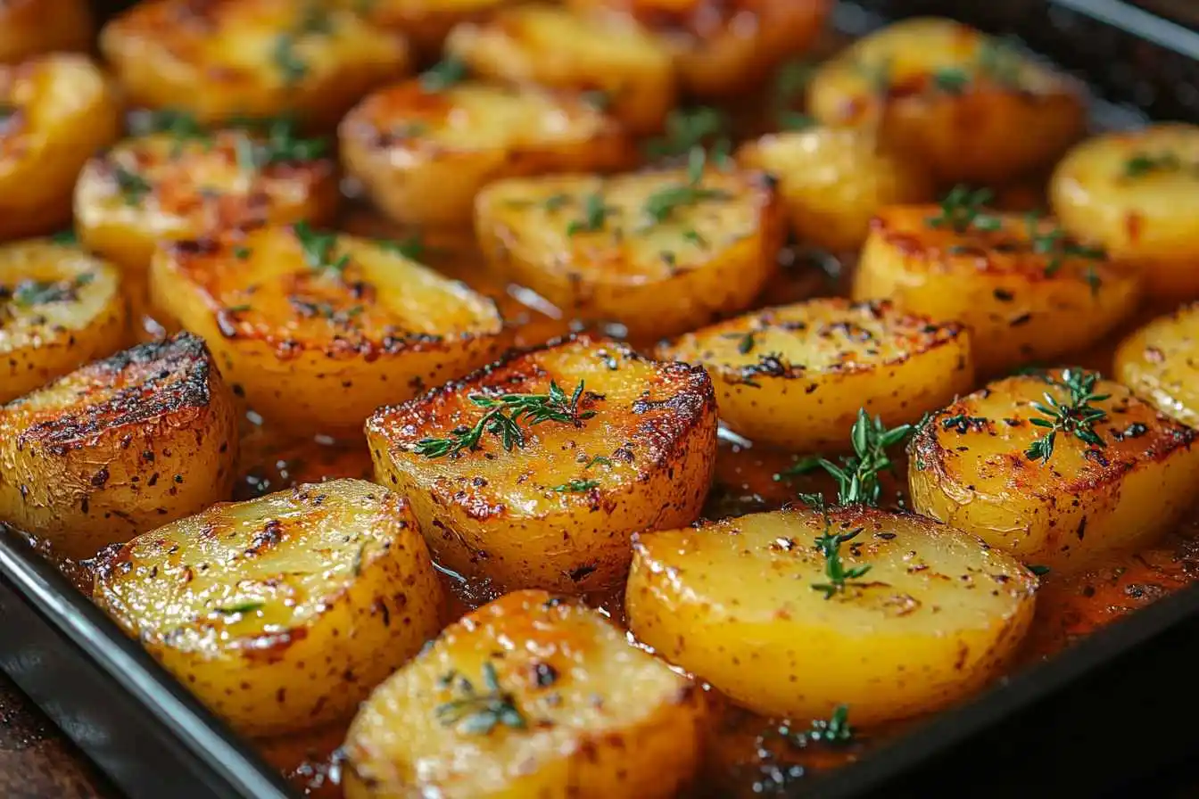 Crispy golden Potatoes au Four with rosemary and garlic